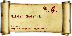 Mikó Györk névjegykártya